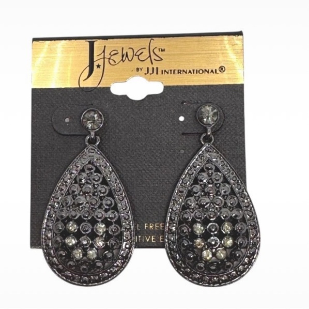 Black bling  Teardrop Earrings
